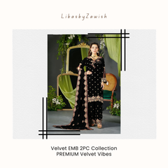 Luxury Black Velvet 2-Piece Suit with Embroidered design.☘