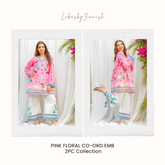 PINK FLORAL CO-ORD EMB 2PC Collection💯by Libasbyzawish☘