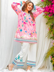 PINK FLORAL CO-ORD EMB 2PC Collection💯by Libasbyzawish☘